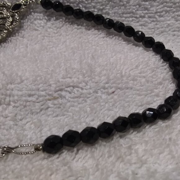 Fossil Crystals Pendant Dark Stones Center Beaded Necklace Great Condition - Picture 5 of 10